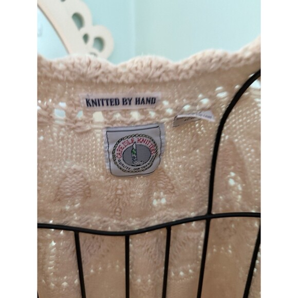 Vintage Cape Isle Knitters Cardigan Sweater Size M Ivory Button Front Lng/Slv - Picture 3 of 8